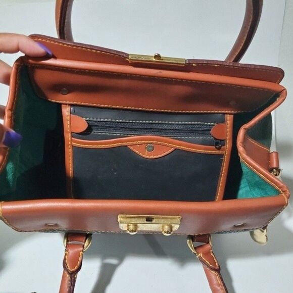 Doctor Bag Green & Tan Dooney Handbag Satchel Purse - Picture 6 of 8